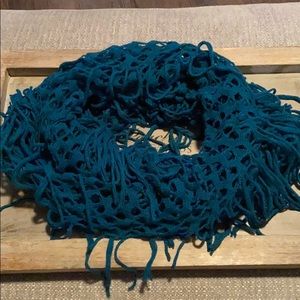 Teal fringe infinity scarf